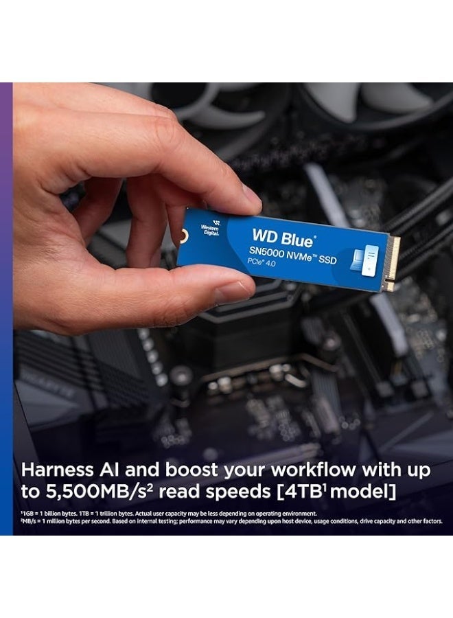 Western Digital WD Blue SN5000 500GB NVMe SSD | PCIe Gen 4.0 M.2 2280 | Up to 5,000MB/s Read Speed | nCache 4.0 Technology - Image 2